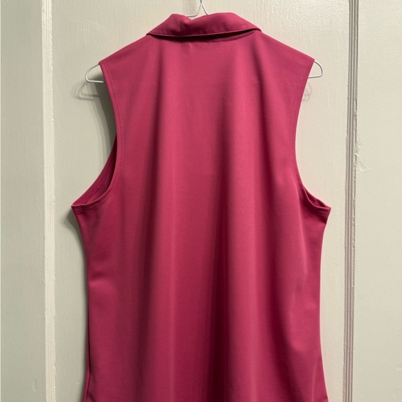 Lady Hagen Sleeveless Fuchsia Golf Polo with Scallop Neck - Picture 2 of 4